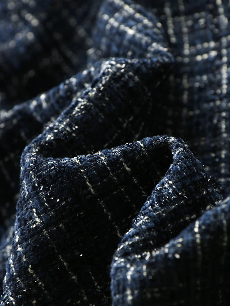 Navy Tweed Double-Breasted Dress