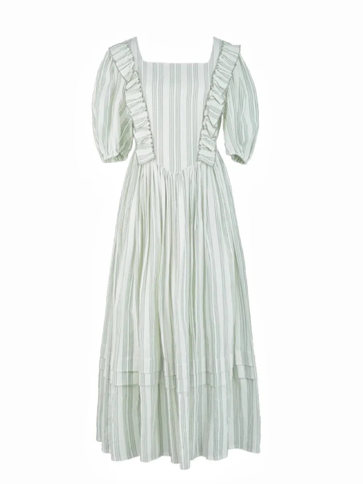 Sophia's Pastoral Green Stripe Dress