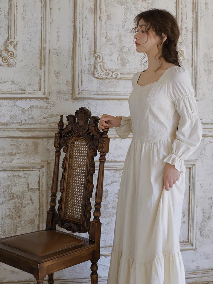 Vintage Princess Beige Cotton Dress