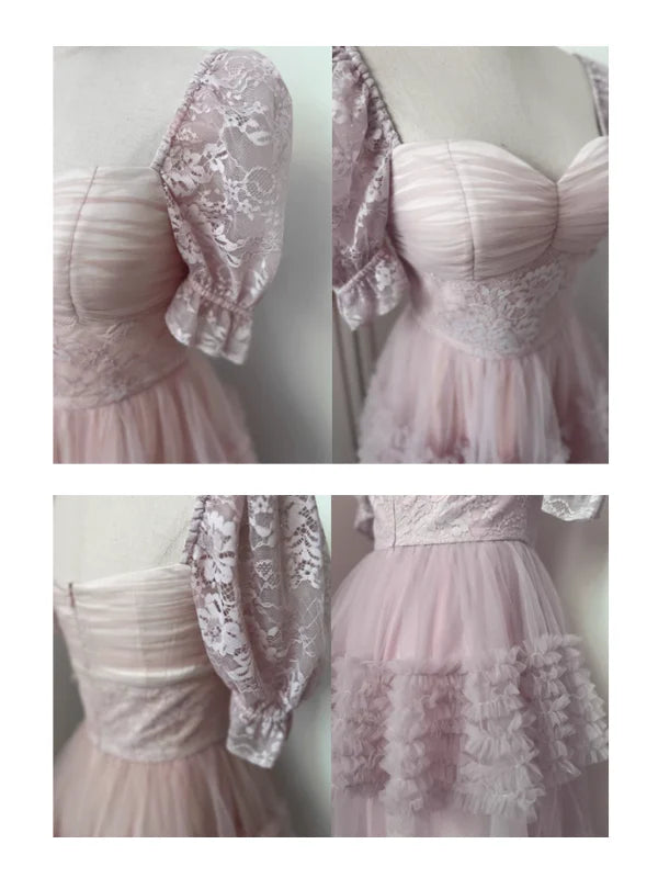 Ethereal Rose Lace Tulle Dress