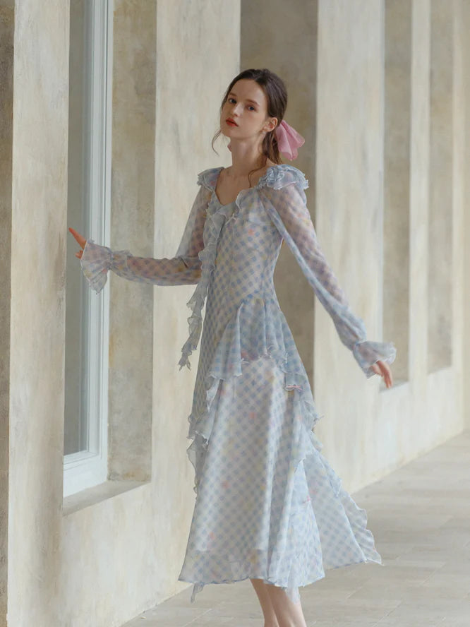 Blue Gingham Ruffle Dream Dress