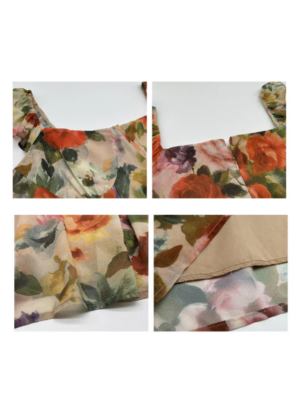 Tropical Sunset Watercolor Floral Dress