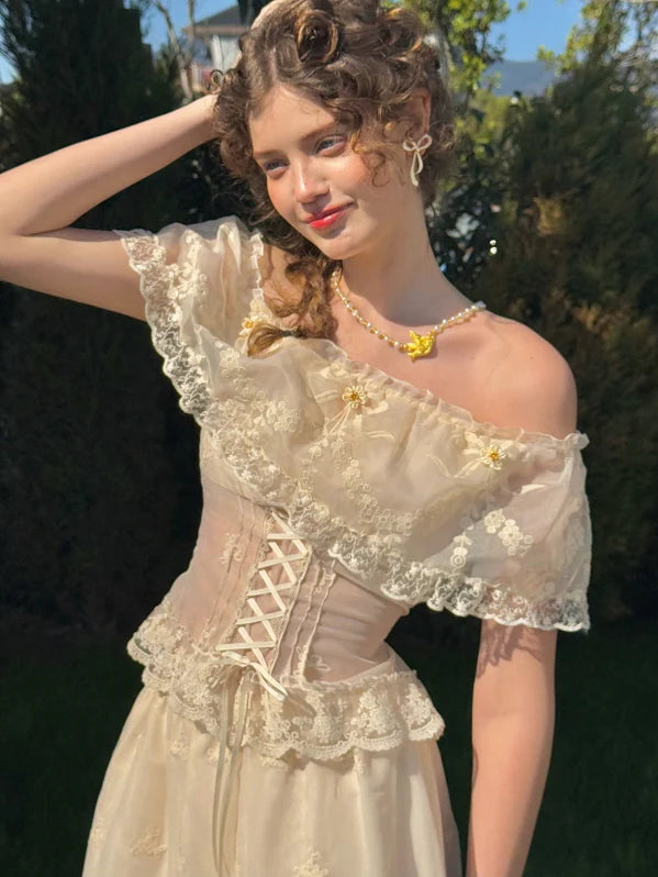 Buttercream Lace Corset Top & Skirt