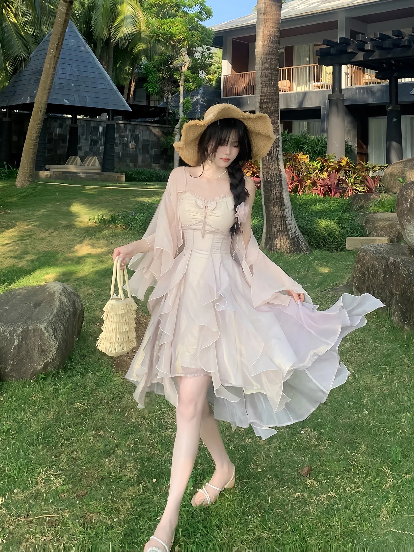 Enchanted Petal Ruffle Dress