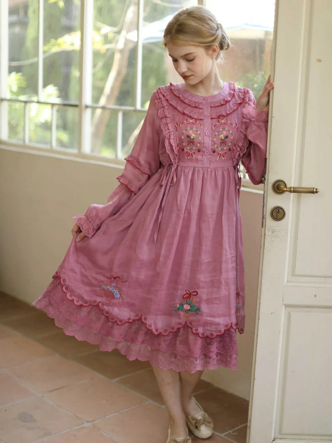 Ramie Embroidered Garden Dress