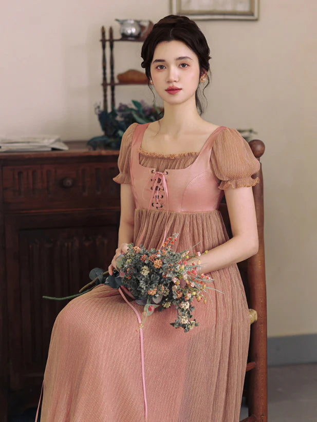 Whispering Rose Lace-Up Vintage Dress