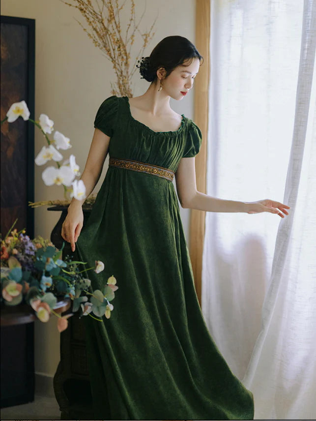 Enchanted Forest Velvet Empire Dress