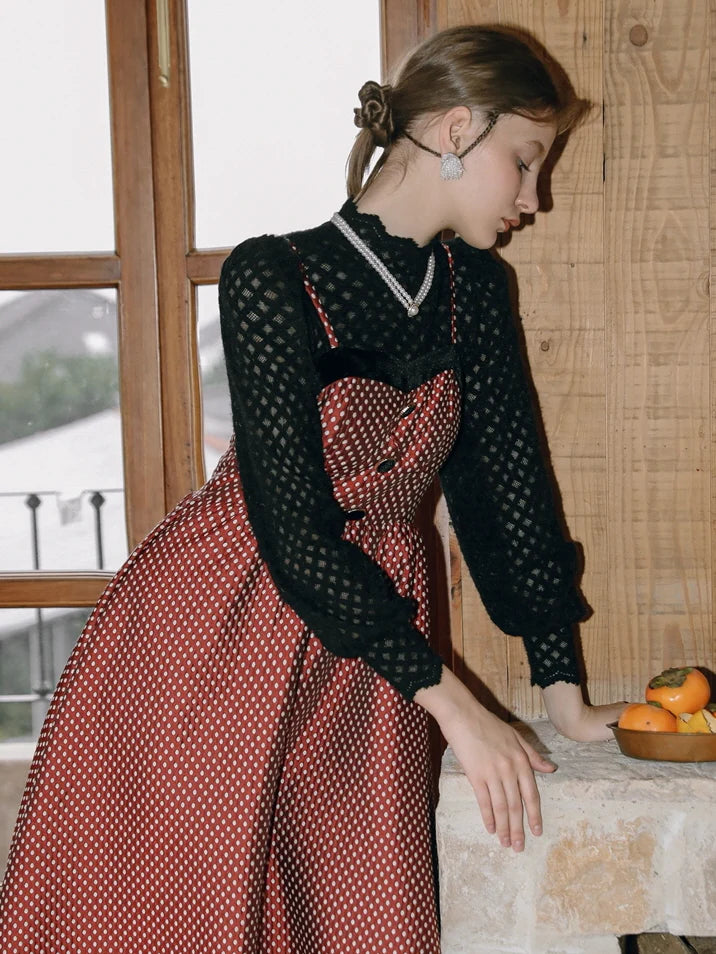 Vintage Charm Polka Dot Midi Dress