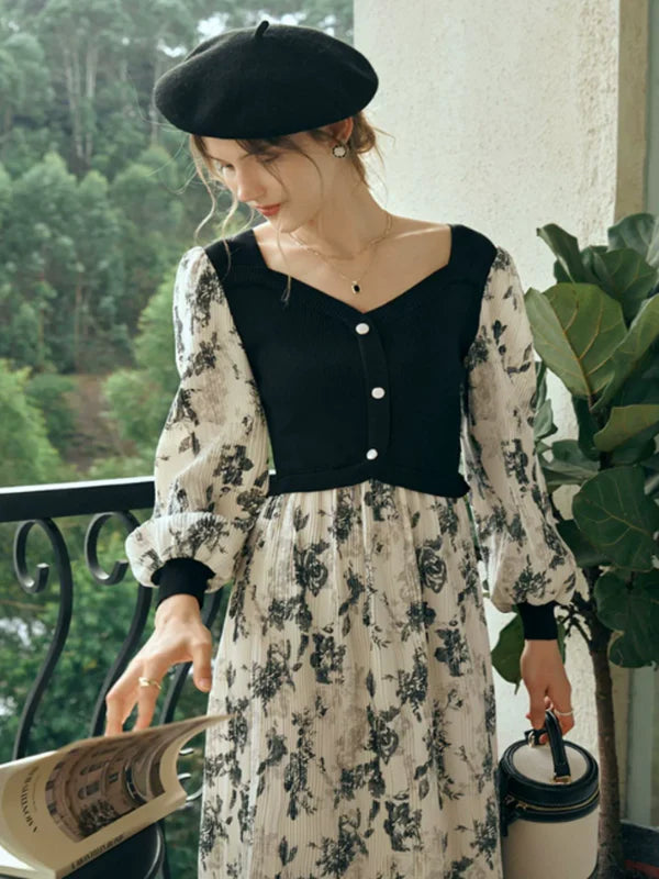Vintage Blooms in Noir Dress