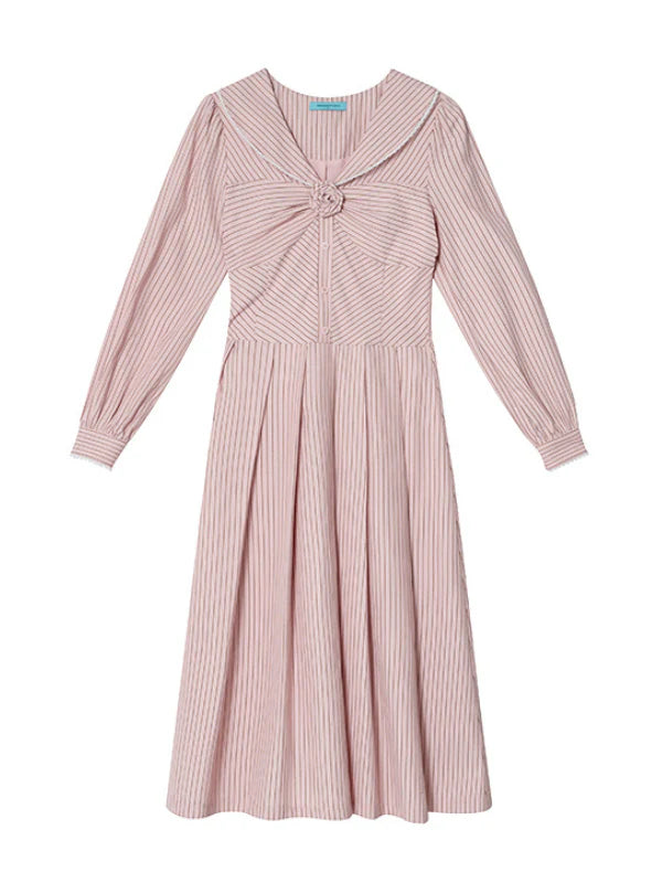 Striped Sailor Collar Dress