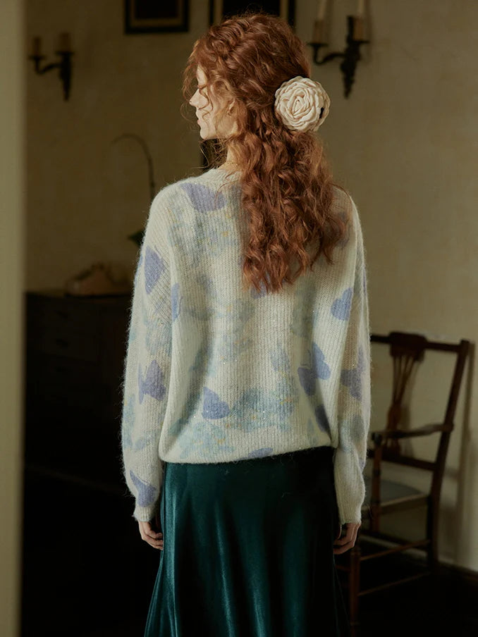 Soft Pastel Butterfly Knit Sweater