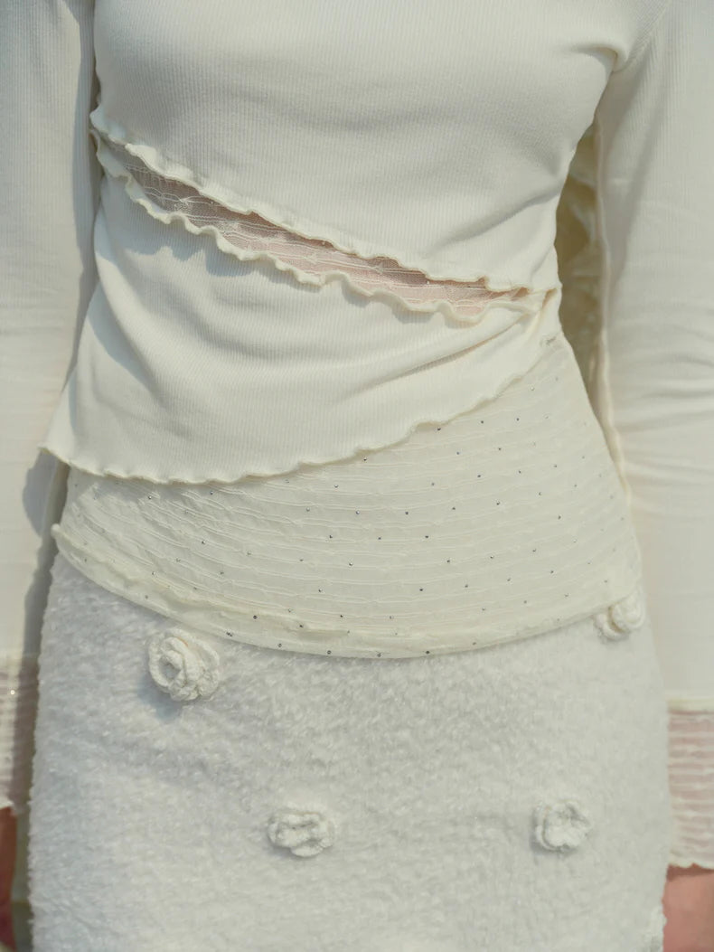 Pearl Lace Sheer Panel Top