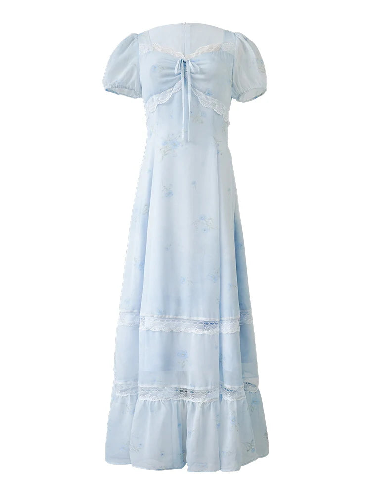 Sky Blue Lace Floral Dress