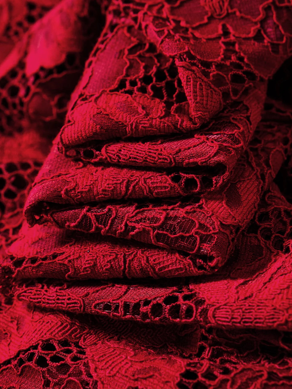 Scarlet Elegance Lace Midi Dress