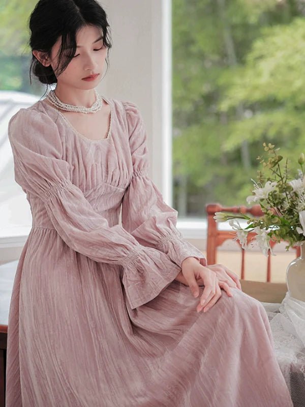 Vintage Pink Velvet Elegance Dress