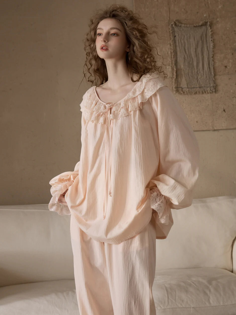 Romantic Ruffle Lace Loungewear Set