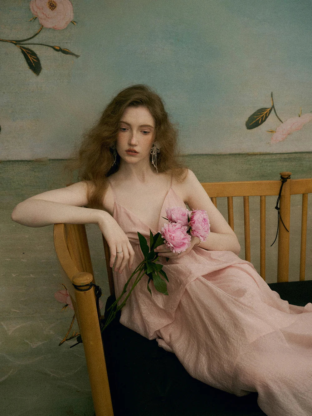 Ethereal Blush Draped Gown