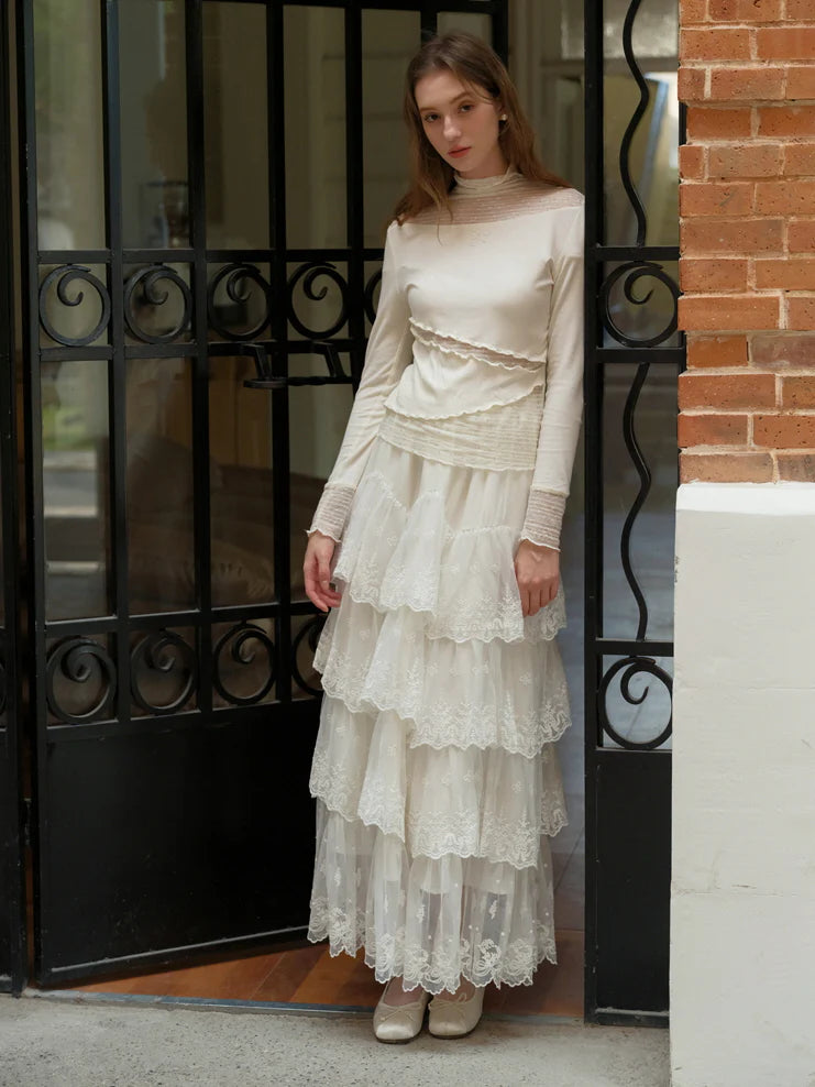 Enchanted Lace Tiered Maxi Skirt