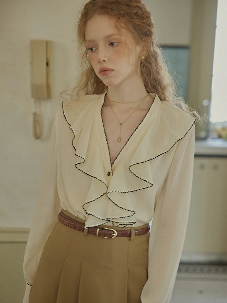 Timeless Ruffle Edge Vintage Blouse