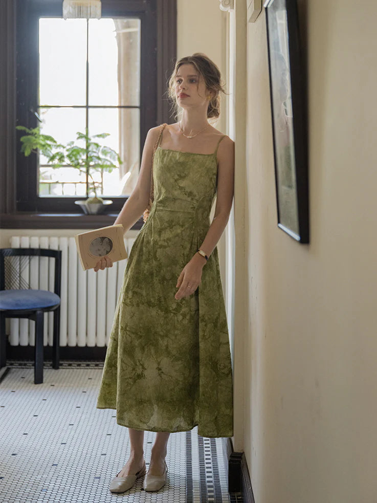 Olive Dream Linen Sundress