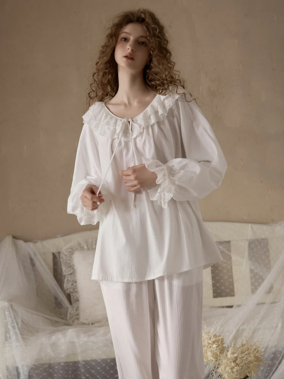 Romantic Ruffle Lace Loungewear Set
