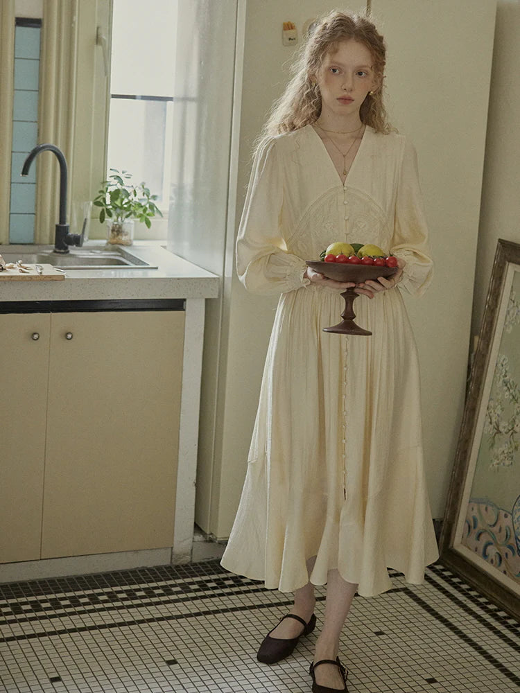 Botanical Elegance Puff Sleeve Dress