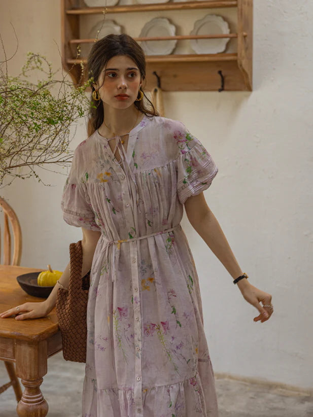 Lavender Meadow Floral Tiered Dress