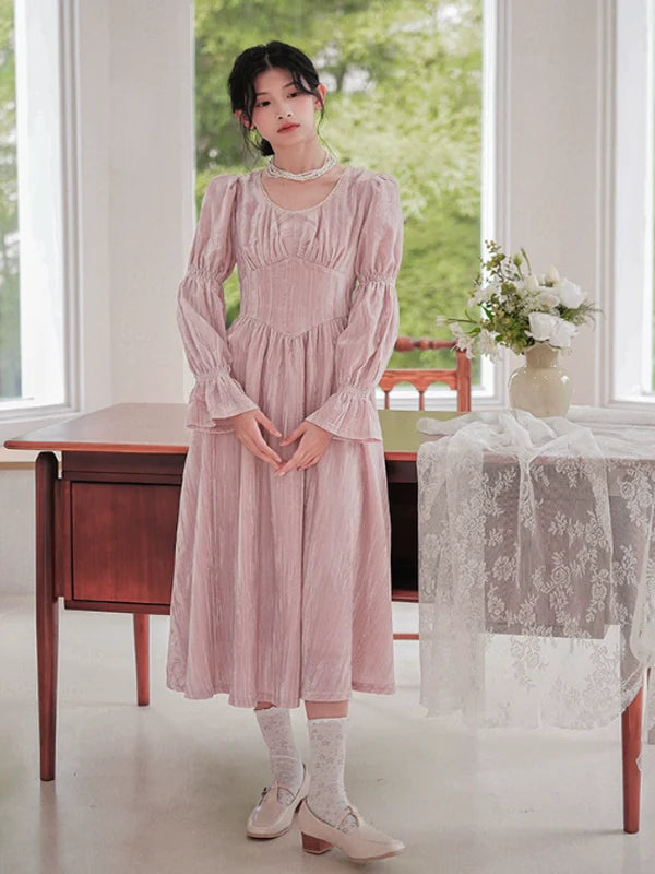 Vintage Pink Velvet Elegance Dress