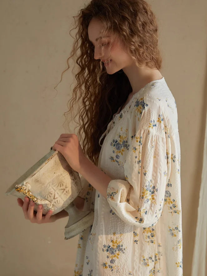 Blossom Whisper Vintage Cotton Nightgown