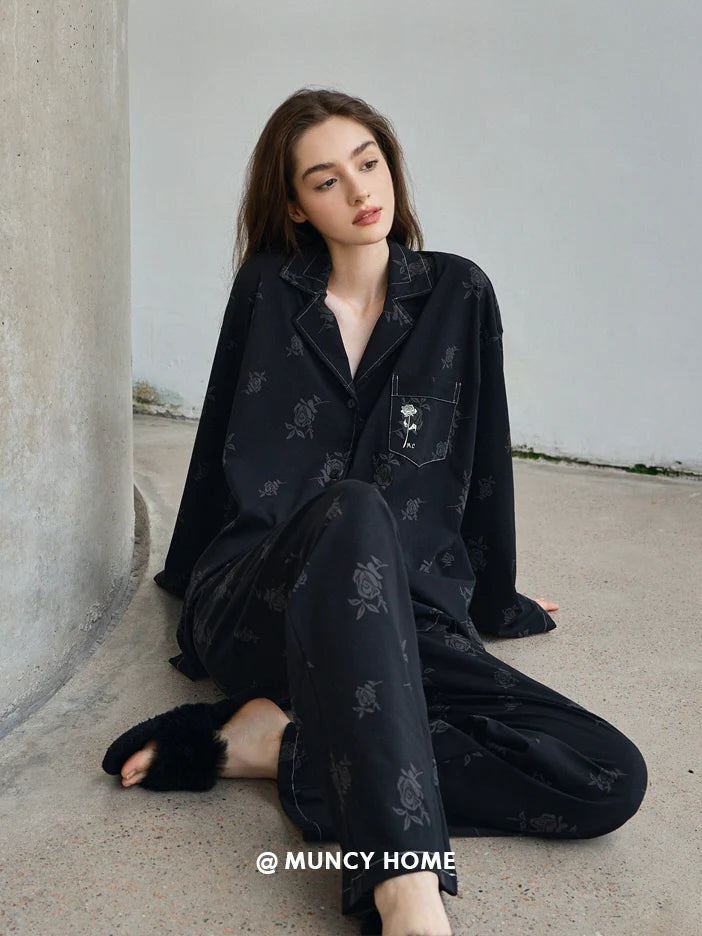 Black Rose Vintage Pajama Set