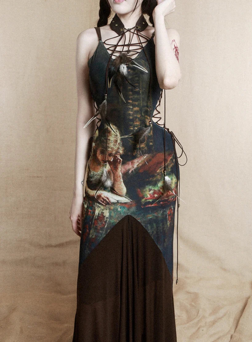 Vintage Glam Bronze Print Dress