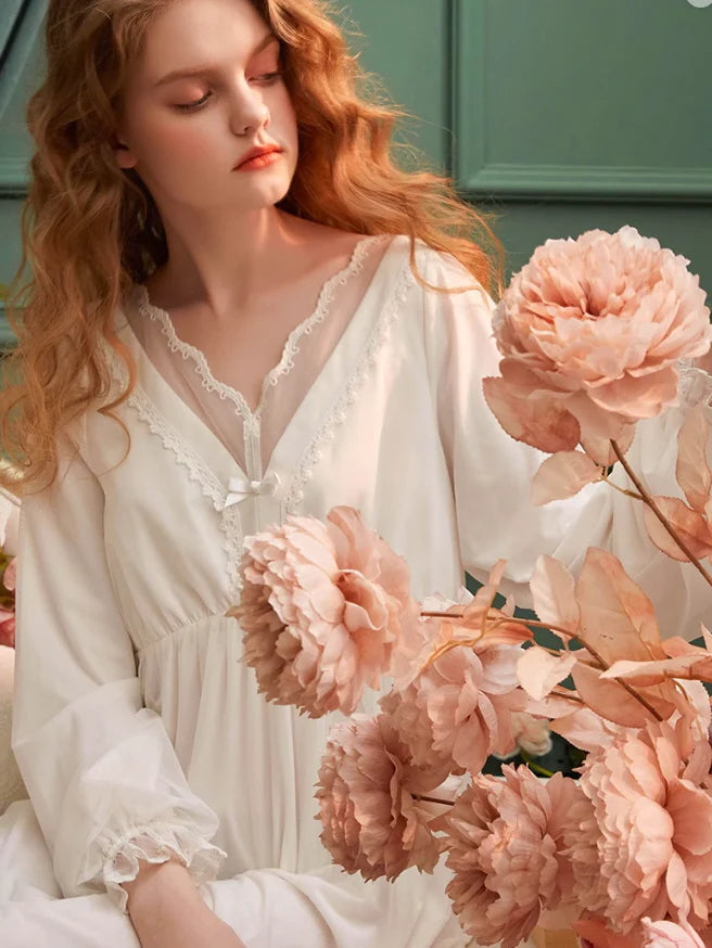Dreamy Lace-Trimmed Princess Nightgown