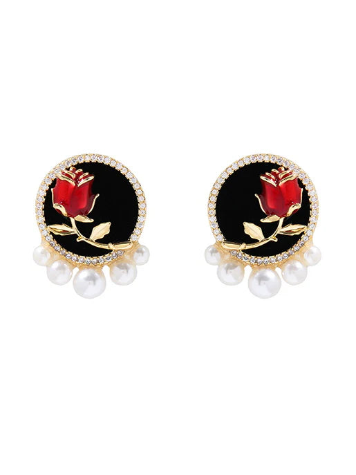 Elegant Rose Stud Earrings