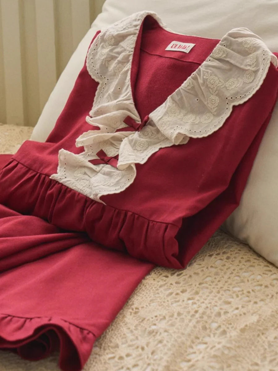 Vintage Rose Lace Pajama Set