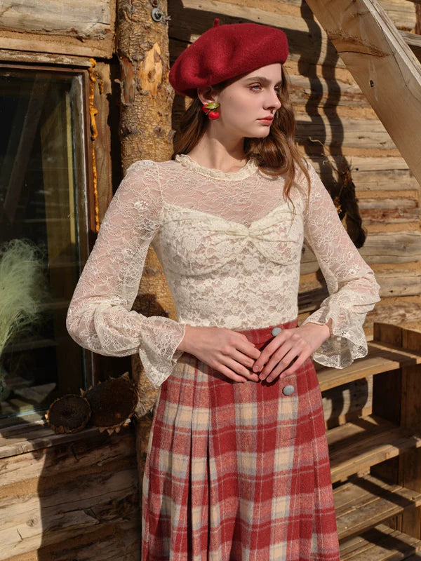 Vintage Floral Lace Long Blouse