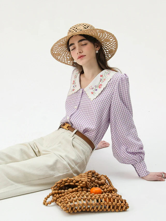 Purple Gingham Garden Blouse