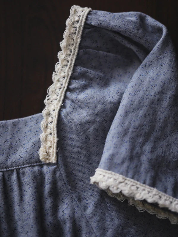 Blue Lace Ribbon Nightgown