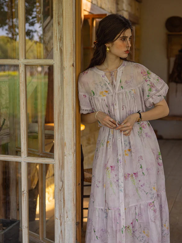 Lavender Meadow Floral Tiered Dress