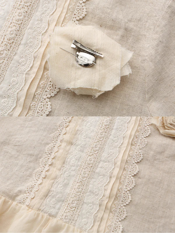 Linen Lace Garden Blouse and Skirt