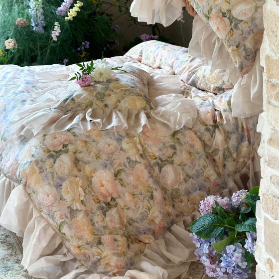 Blossom Garden Soft Pastel Ruffle Bedding Set