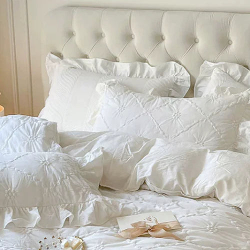 White Cozy Quilting Duvet Cover Set