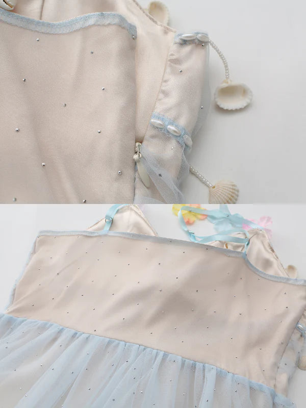 Blooming Petal Fairy Blue Tulle Dress