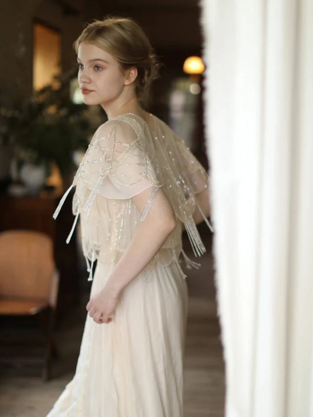 Moonlight Garden Beaded Cold Shoulder Top