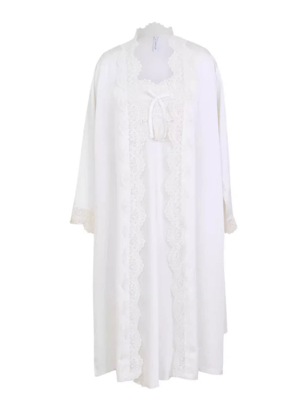 Ivory Elegance Lace Nightgown Set