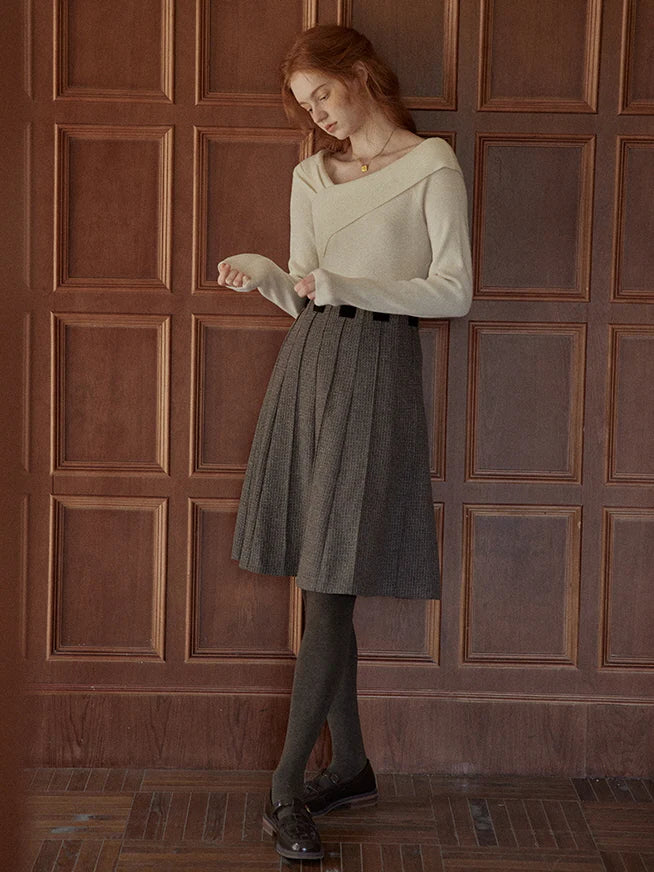 Elegant Off-Shoulder Wool Sweater