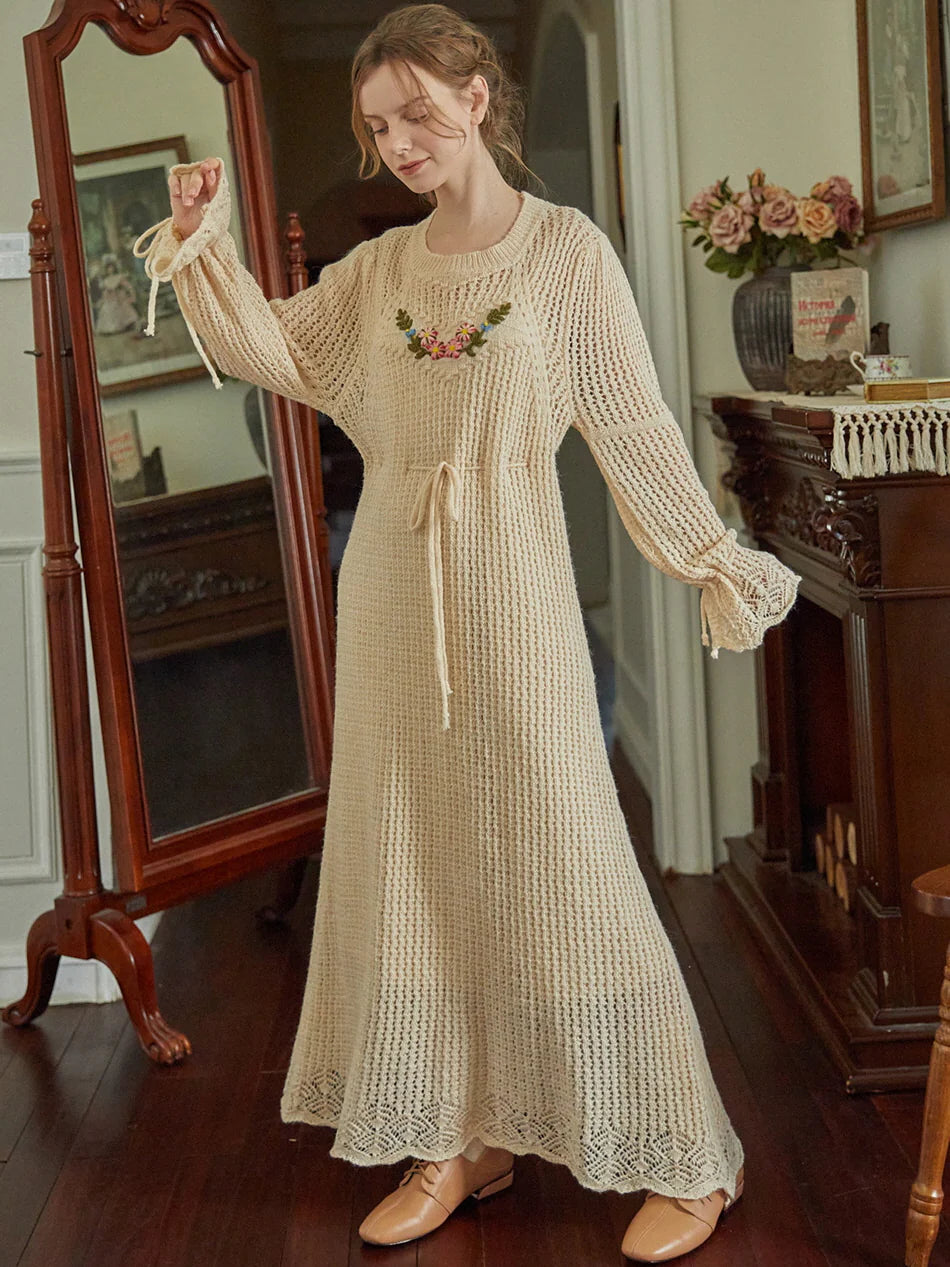 Floral Embroidered Cottagecore Dress