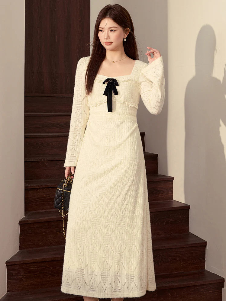 Velvet Ribbon Vintage Lace Knit Dress