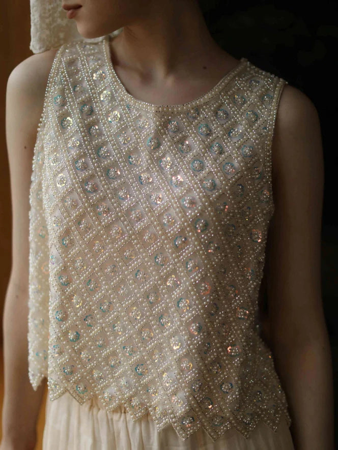 Pearl Sequin Sleeveless Top