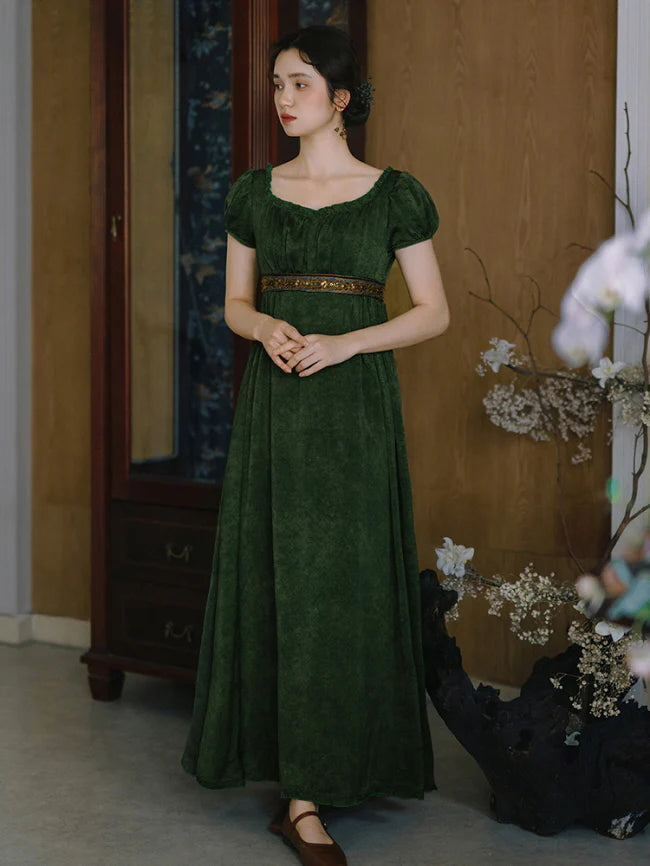 Enchanted Forest Velvet Empire Dress