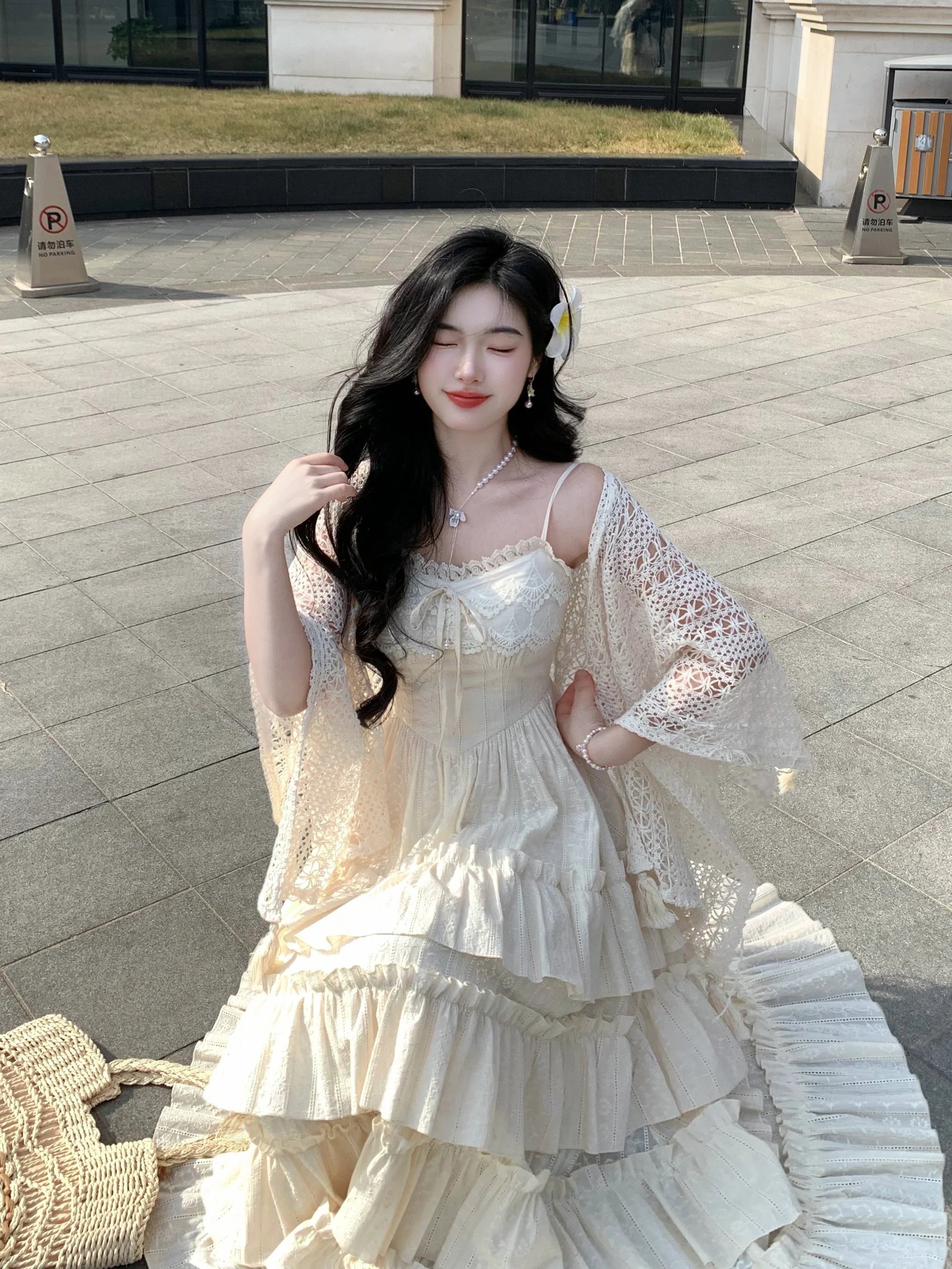 Ethereal Ivory Tiered Maxi Dress